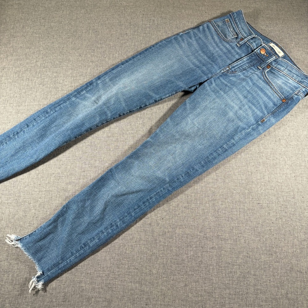 Madewell Skinny Crop Jeans Women 26 Blue 9" High Rise Raw Step Hem